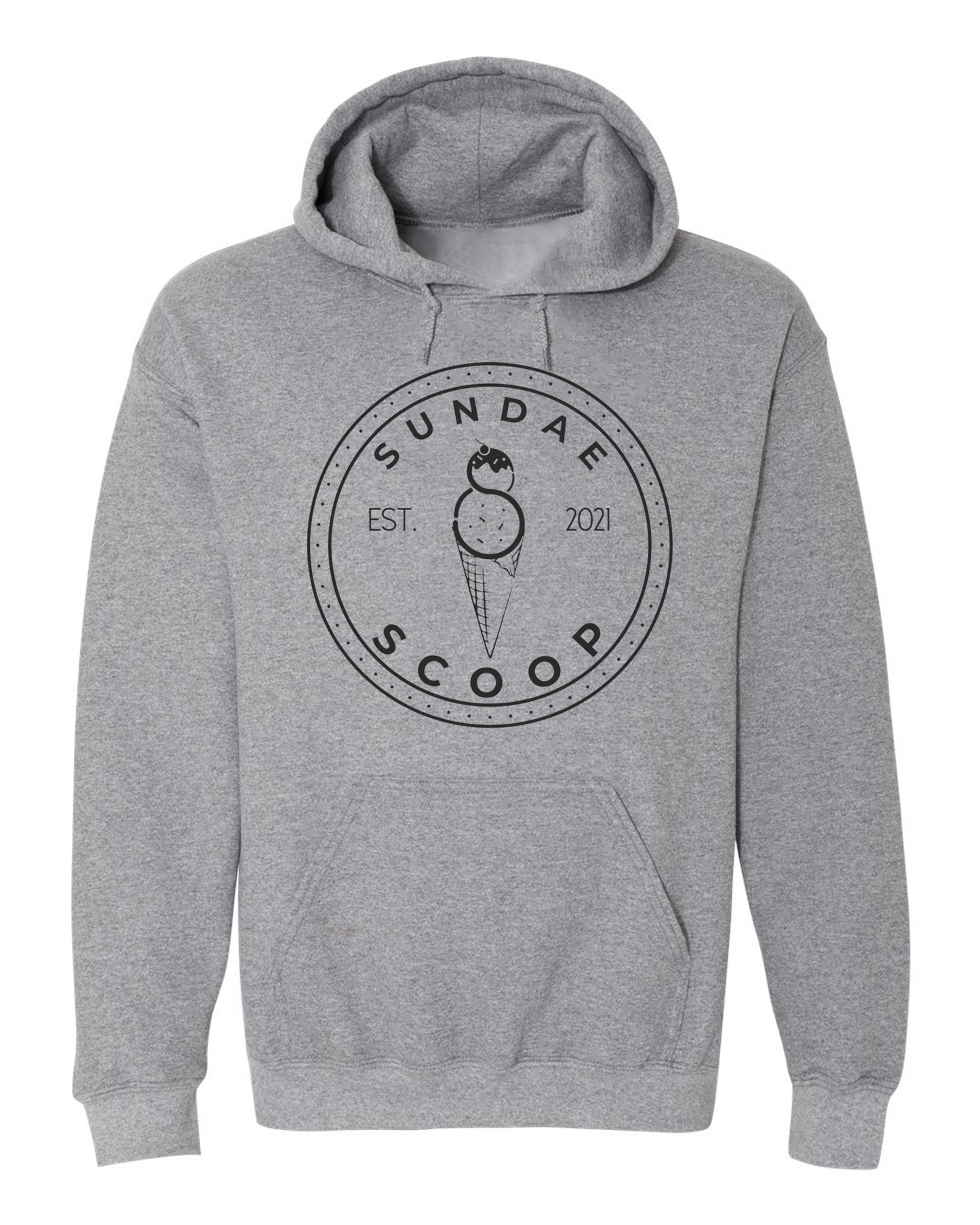Sundae Scoop Logo Hoodie – Classic Grey Ice Cream Shop Hoodie