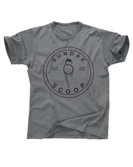 Sundae Scoop Logo T-Shirt – Graphite Heather Ice Cream Shop Tee